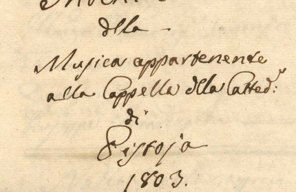 Inventario della musica appartenente alla Scuola e Cappella dei Musici della Cattedrale di Pistoia