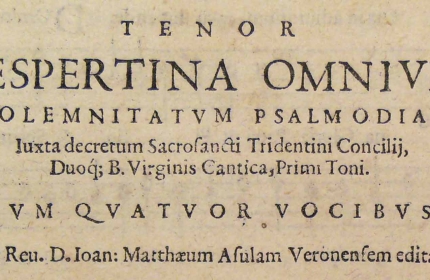 Vespertina omnium solemnitatum psalmodia. Iuxta decretum sacrosancti Tridentini Concilii. Cum quatuor vocibus (Tenor)